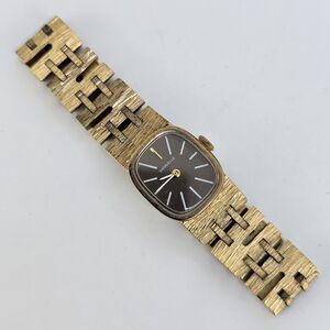 VTG Caravelle 18MM Women's Watch‎ Brown Dial Gold Bracelet 6.5" New Battery
